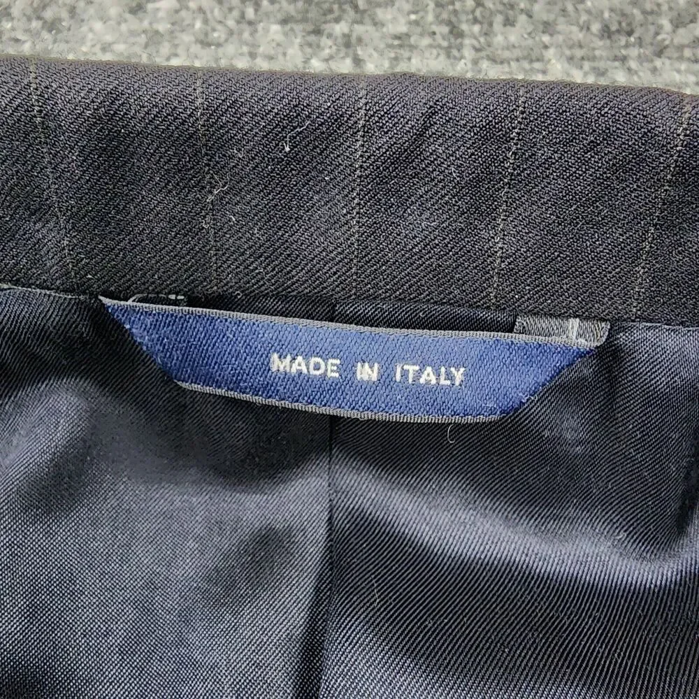 Brooks Brothers Blazer Mens 45 Reg Black Pinstripe Wool Cashmere Italy Sport